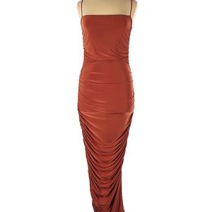 Nasty Gal burnt orange bodycon maxi cocktail dress